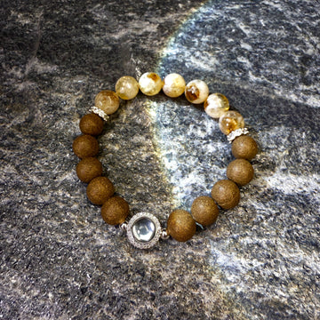Solar Plexus Warmth: Yellow Azeztulite & Moonstone Herbal-Synergy Bracelet