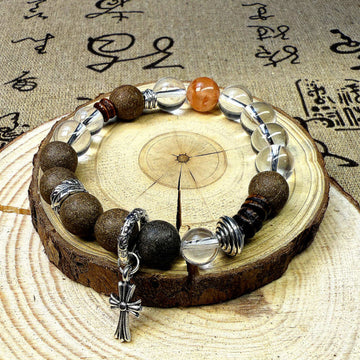 Dragon-Vein Agate Core Thermo Bracelet - Amplified Clear Quartz & Herbal