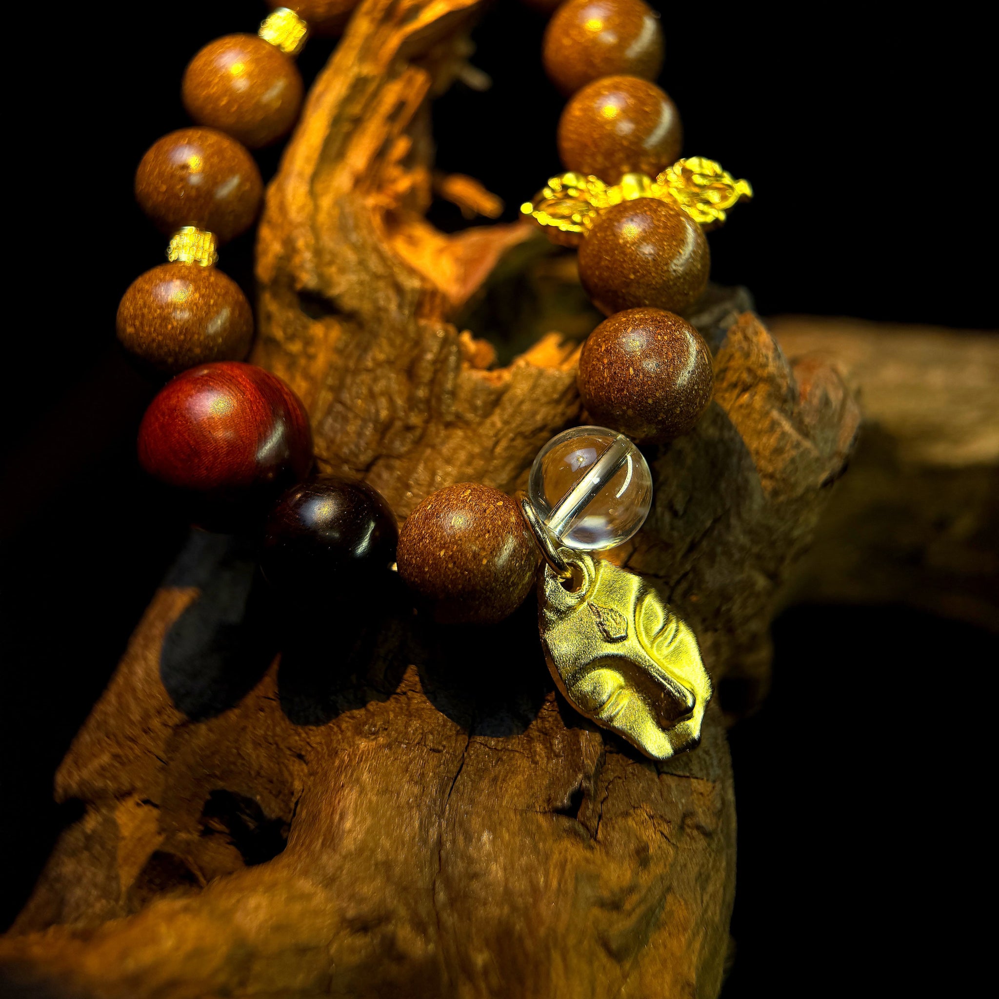 Sandalwood & Clear Quartz Herbal-Infused Calm Energy Bracelet