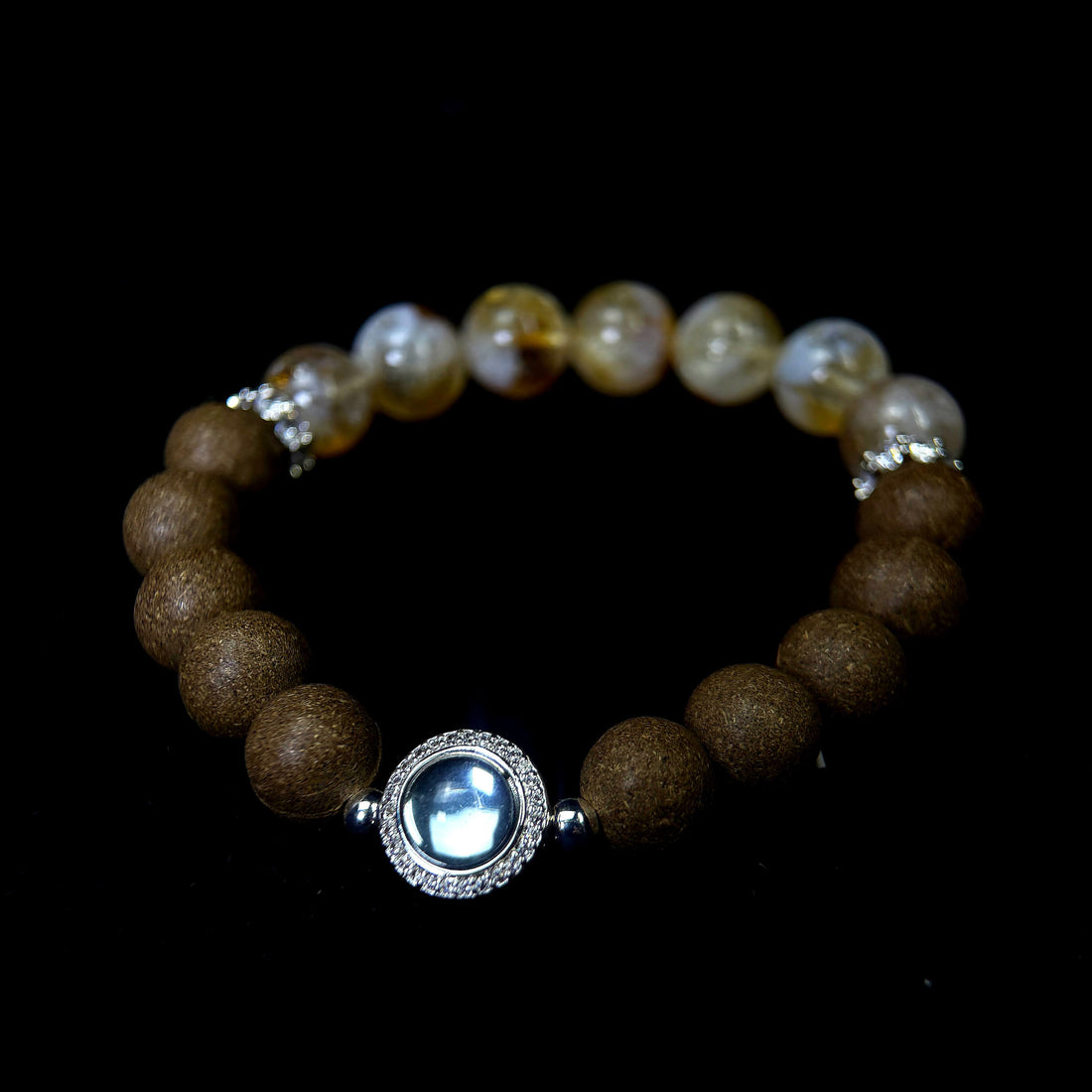 Solar Plexus Warmth: Yellow Azeztulite & Moonstone Herbal-Synergy Bracelet